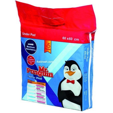 زیرانداز بهداشتی مستر پنگوئن سایز 60*60 بسته 5 عددی